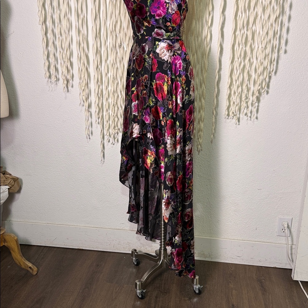 Alice + Olivia Christina Hi/Low Floral Silk Burnout Dress Size 12 - Picture 5 of 15